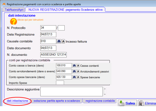 Registrazione pagamenti in contabilità