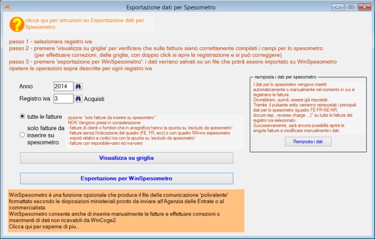 Dati per spesometro