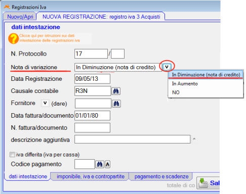 Note di credito