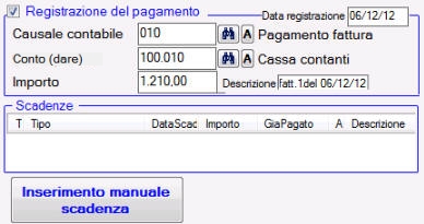 Registrazione pagamenti