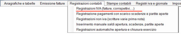 Esempio registrare corrispettivi