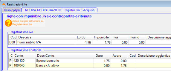 Registrazione contabile in contabilità semplificata