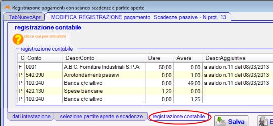 Registrazione contabile scadenza