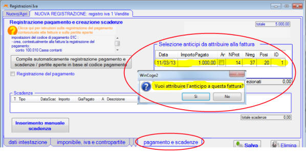 Registrare fattura anticipo